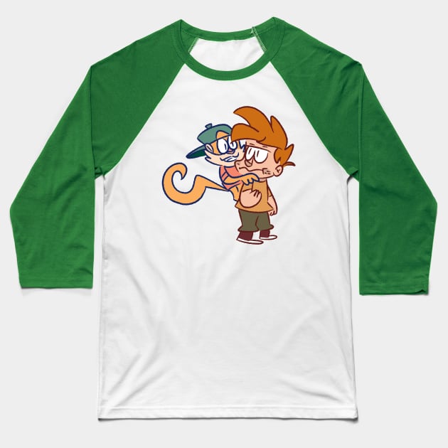 Monkey On My Back Baseball T-Shirt by OneBadPun